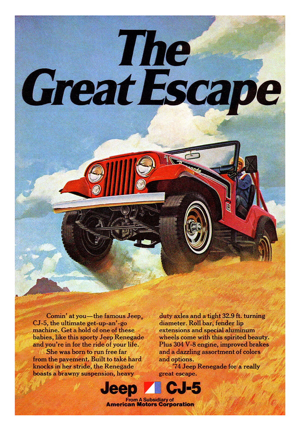 '74 Jeep Renegade CJ-5 Ad (November, 1973) – The Great Escape