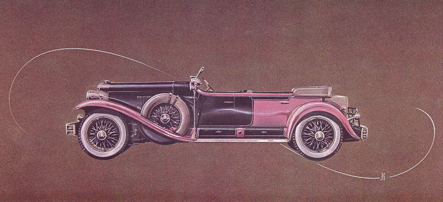 1929 Cadillac Series 341-B Sport Phaeton — 'Shrimp Boat': Artwork by Count Alexis de Sakhnoffsky
