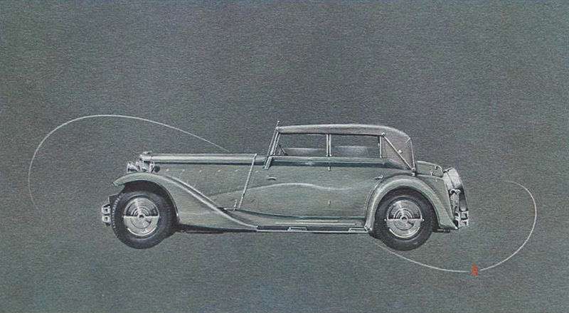 1930 Maybach Zeppelin 12 Convertible Sedan: Artwork by Count Alexis de Sakhnoffsky