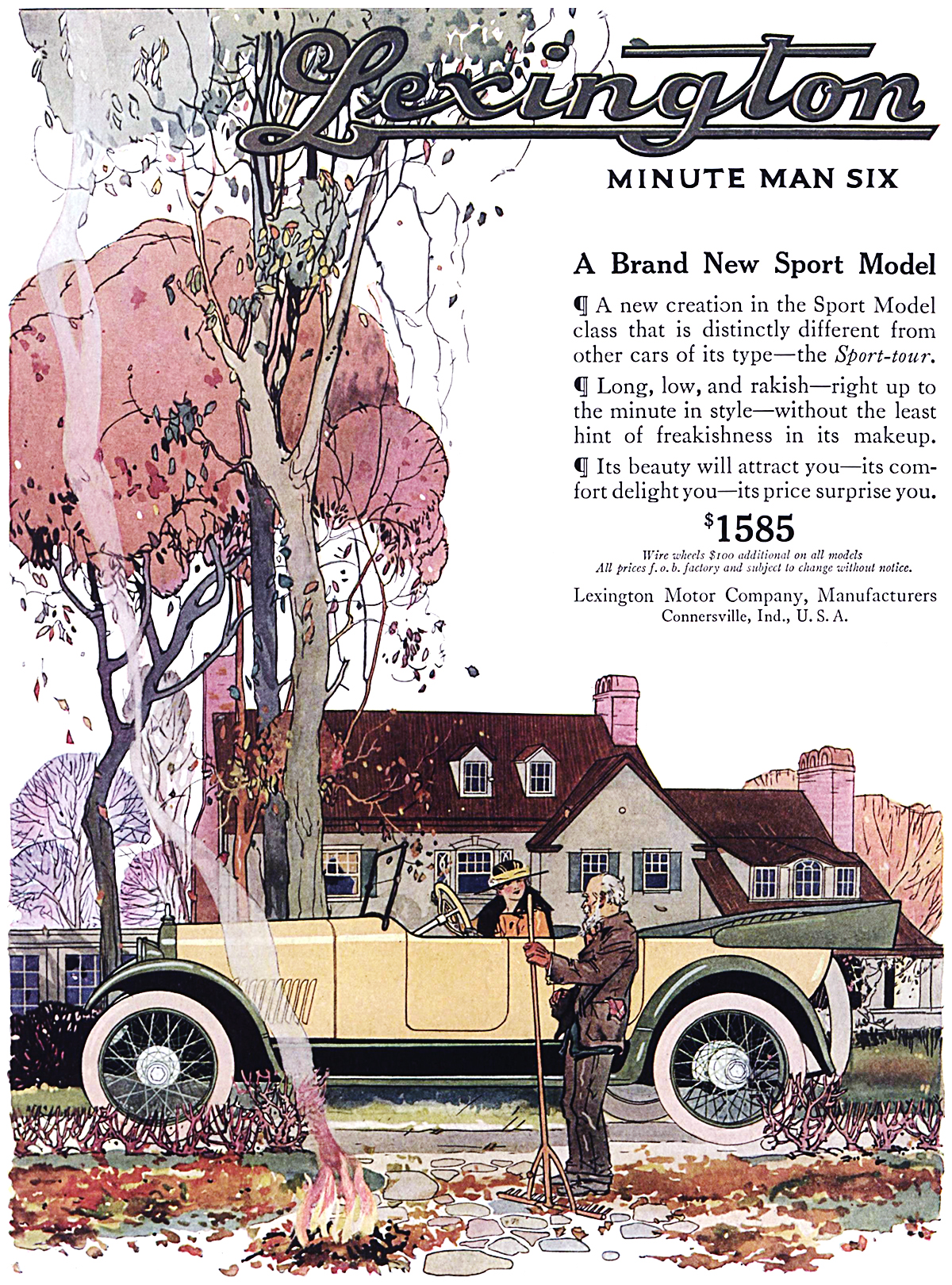 Lexington Minute Man Six Ad (November, 1917): A Brand New Sport Model