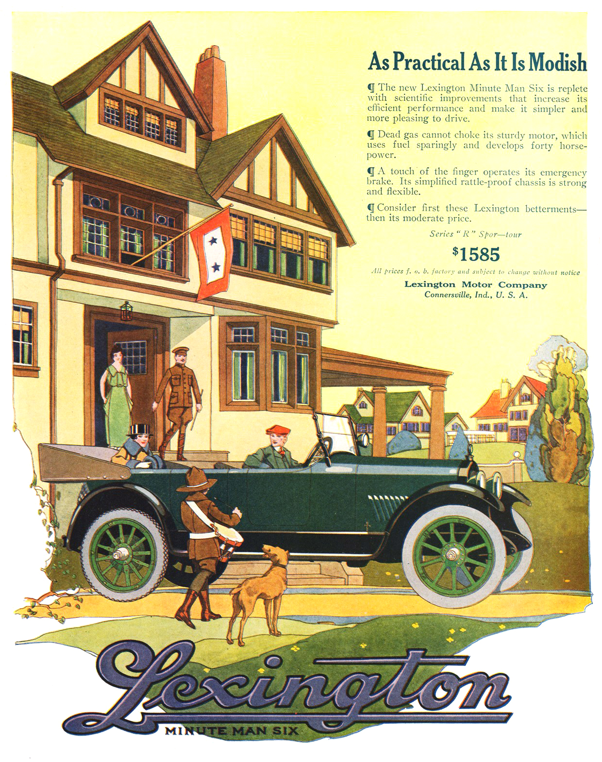 Lexington Minute Man Six Ad (February, 1918): As Practical As It Is Modish