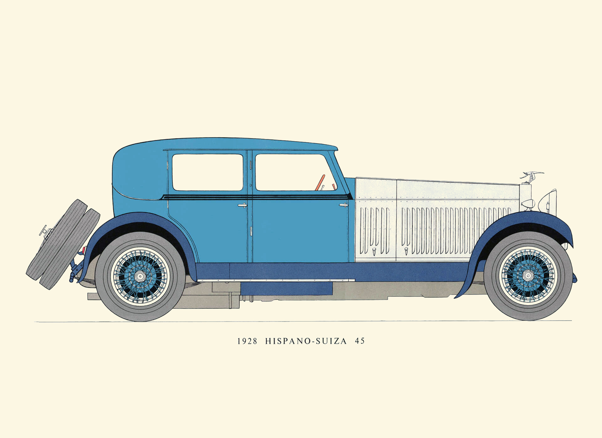 1928 Hispano-Suiza 45 Sports Saloon by J. Gurney Nutting & Company Limited, London, England: Drawn by George Oliver