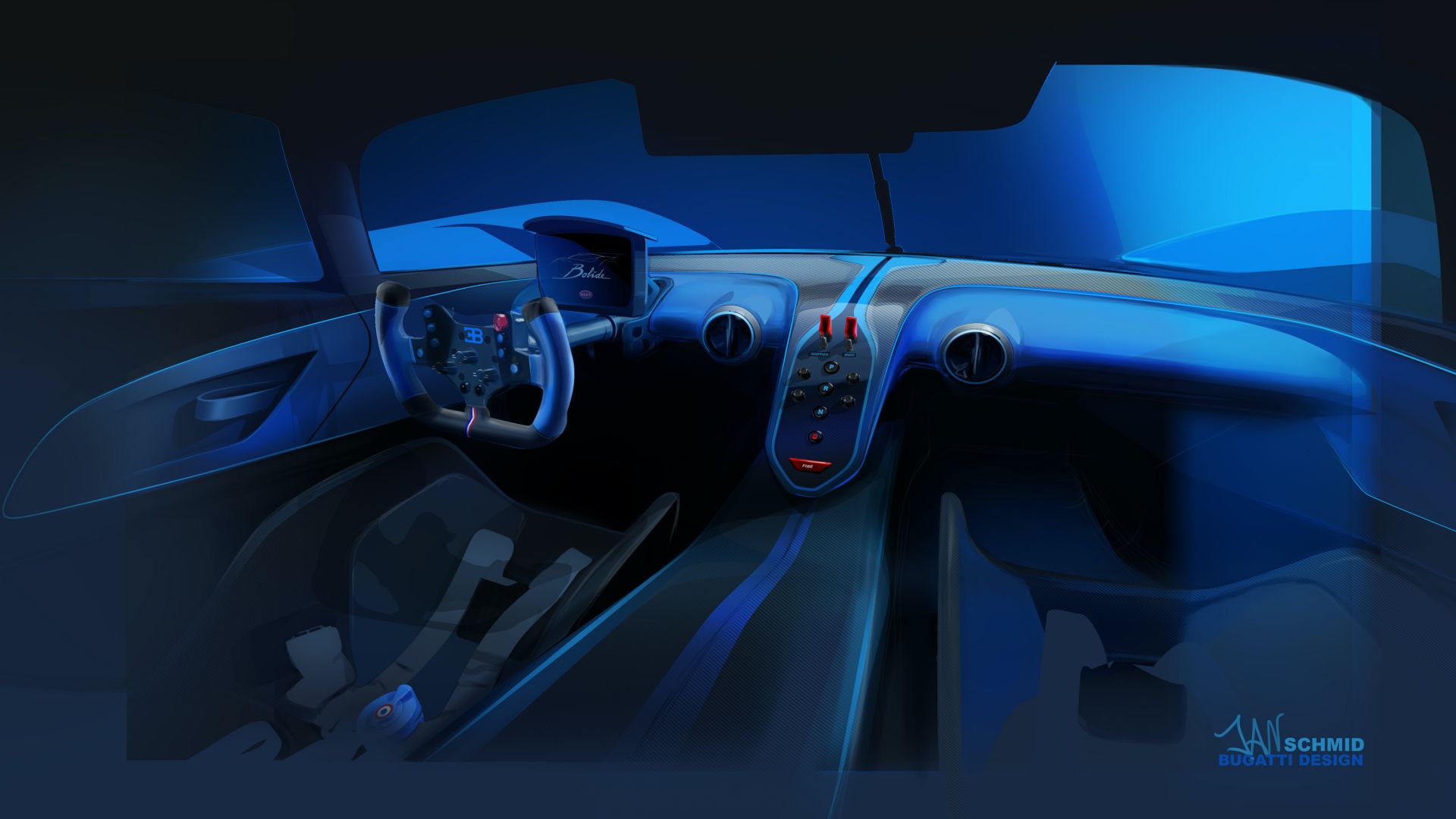 Bugatti Bolide (2020) – Design sketch – Interior