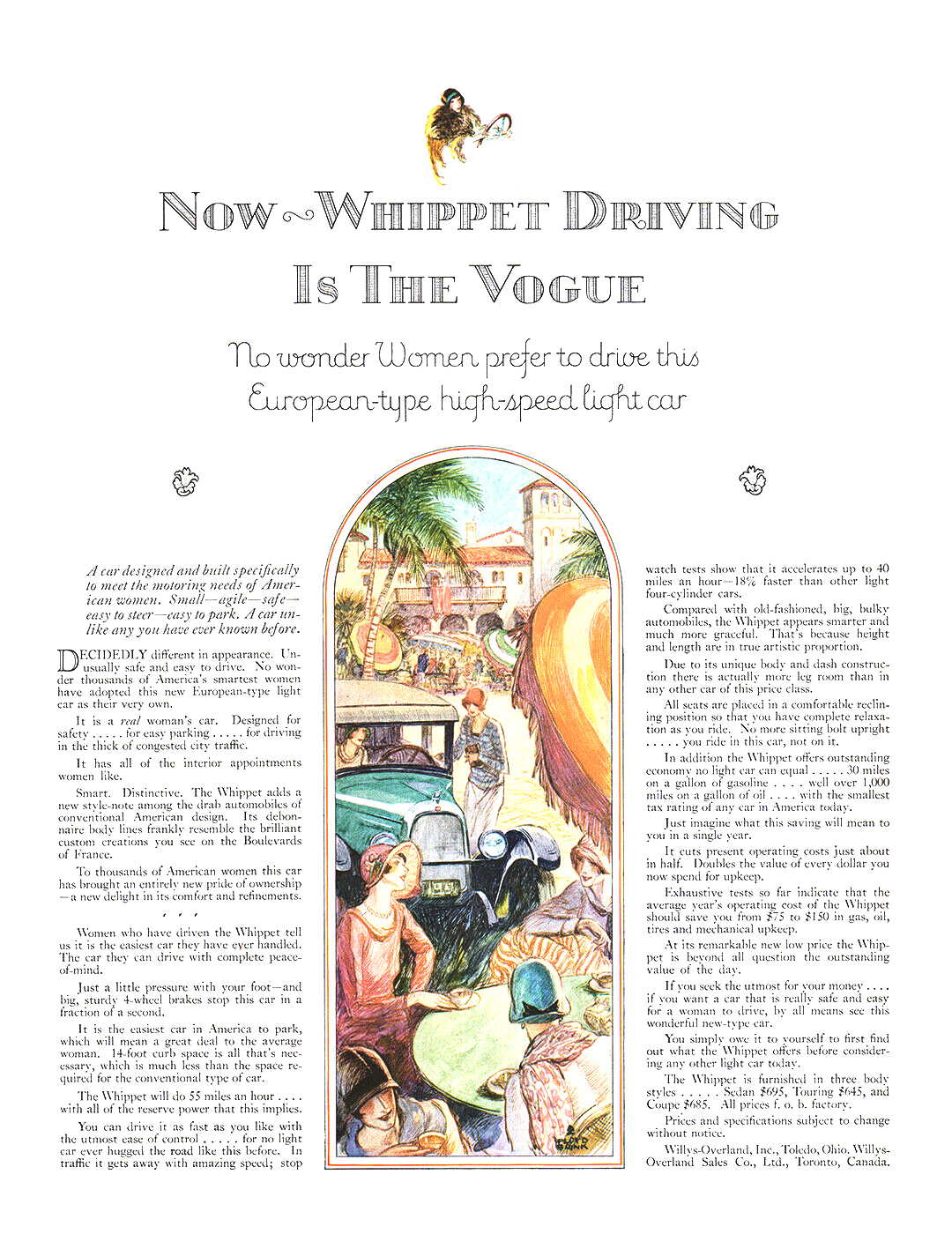 Overland Whippet Ad (January, 1927) – Now — Whippet Driving Is The Vogue – Illustrated by Floyd Brink