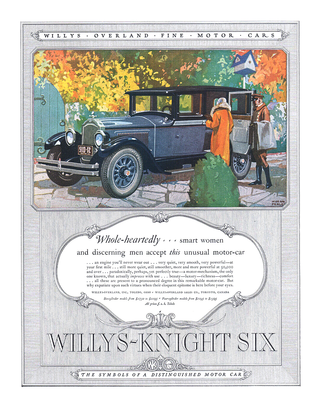 Willys-Knight Six Ad (November, 1925): Illustrated by Myron Perley