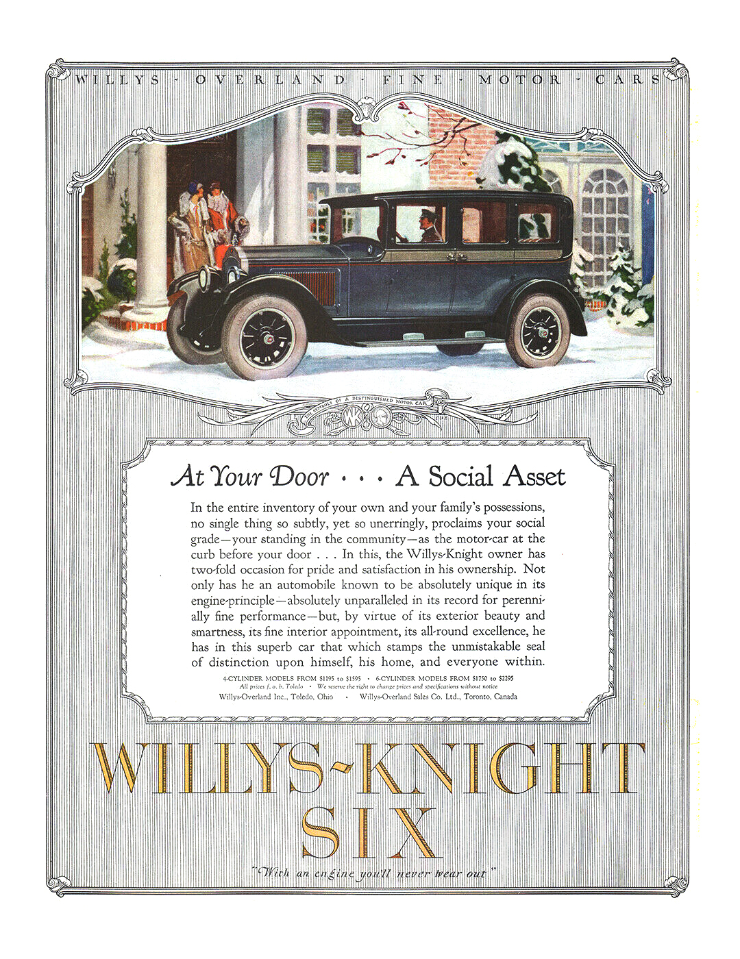Willys-Knight Six Ad (January, 1926)
