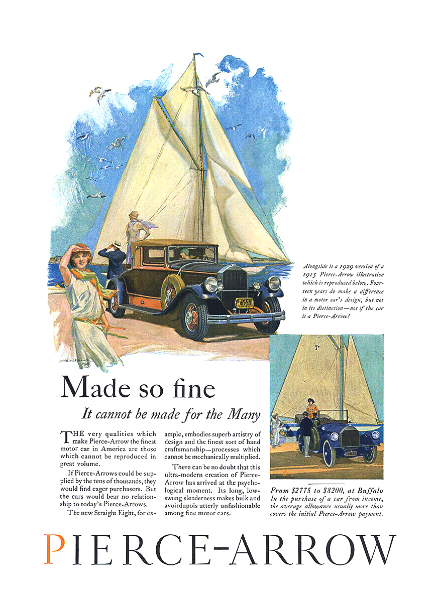Pierce-Arrow Straight Eight Ad (June, 1929) – Illustrated by Simon Werner? / Myron Perley