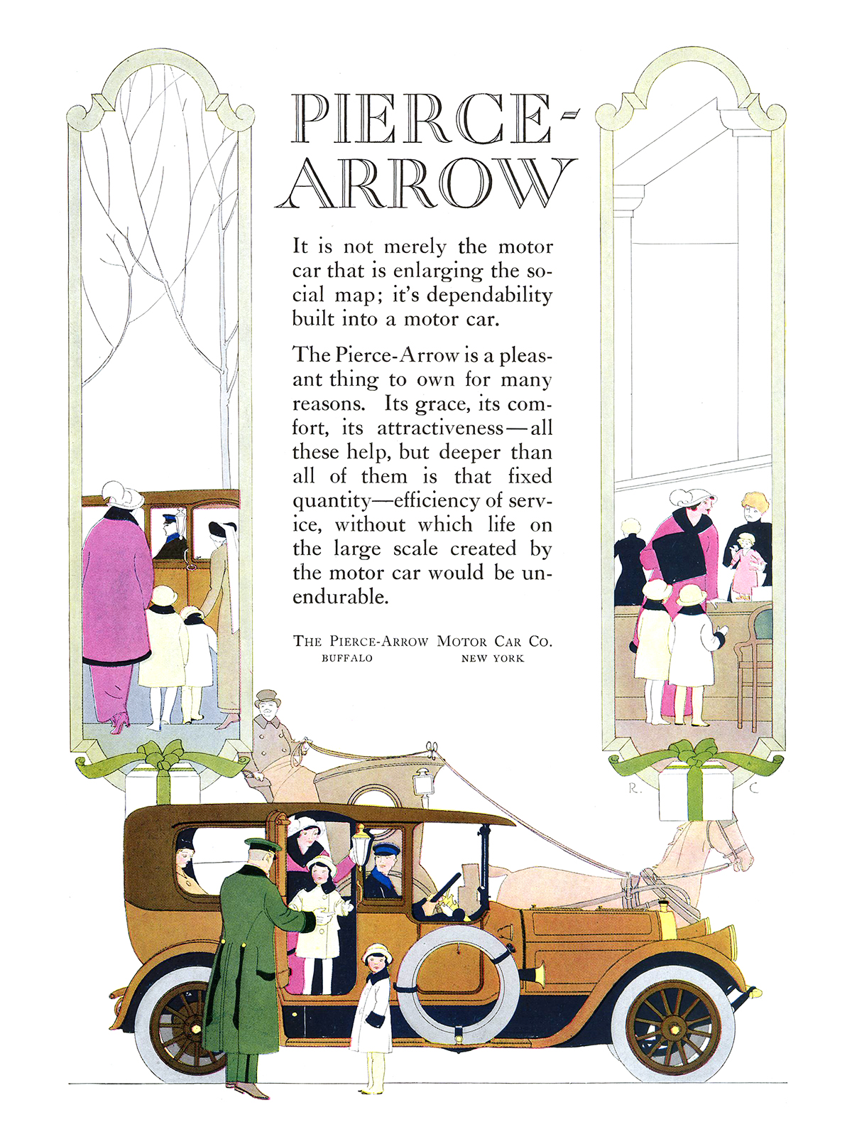 Pierce-Arrow Ad (December, 1914) - Illustrated by Rene Clark