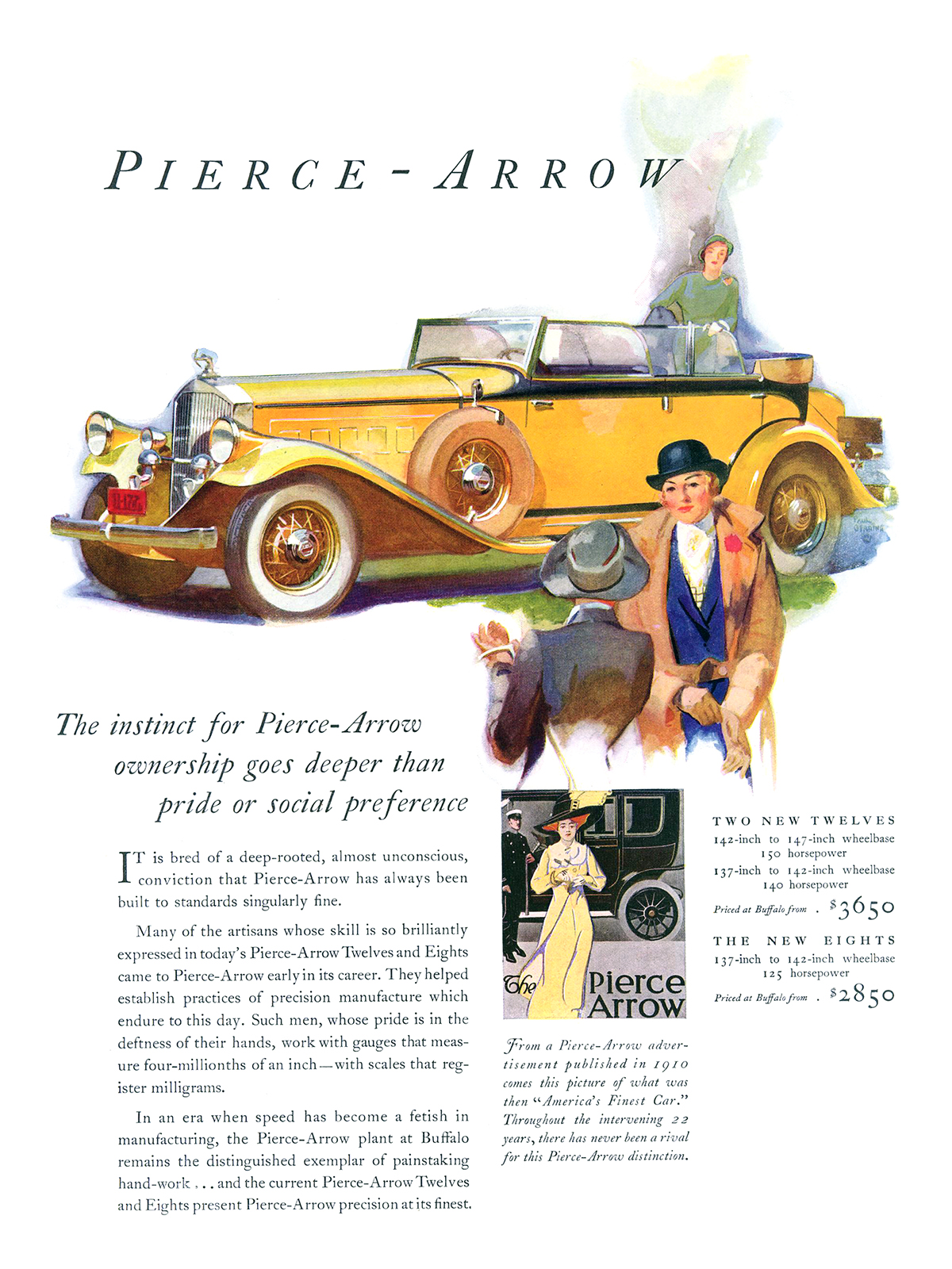 Pierce-Arrow Convertible Sedan Ad (1932) – Illustrated by Paul Gerding
