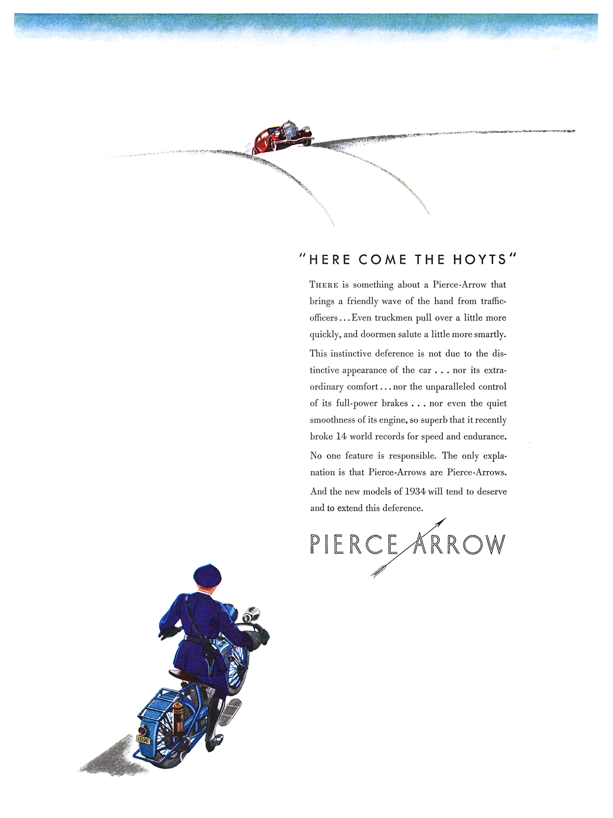 Pierce-Arrow Ad (January, 1934) – "Here Come The Hoyts"