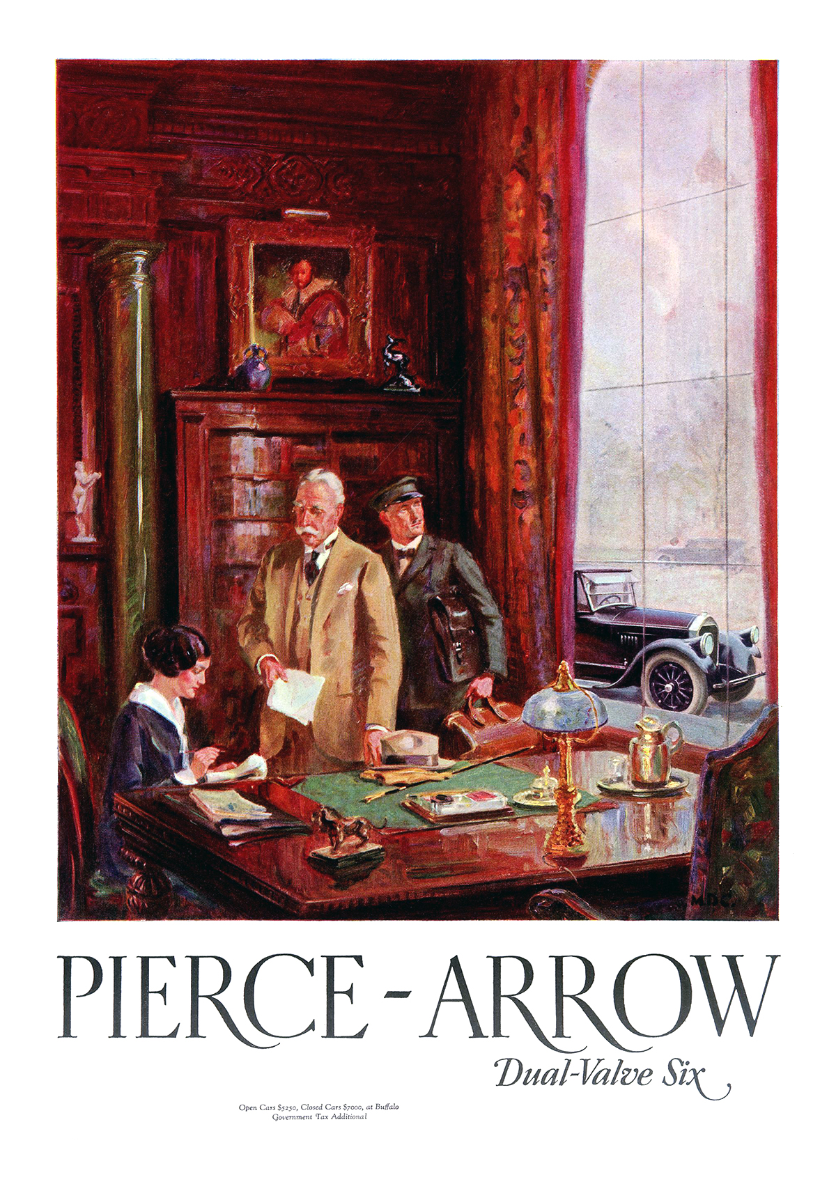 Pierce-Arrow Ad (October–November, 1925; June, 1926) – Illustrated by M. D. C.