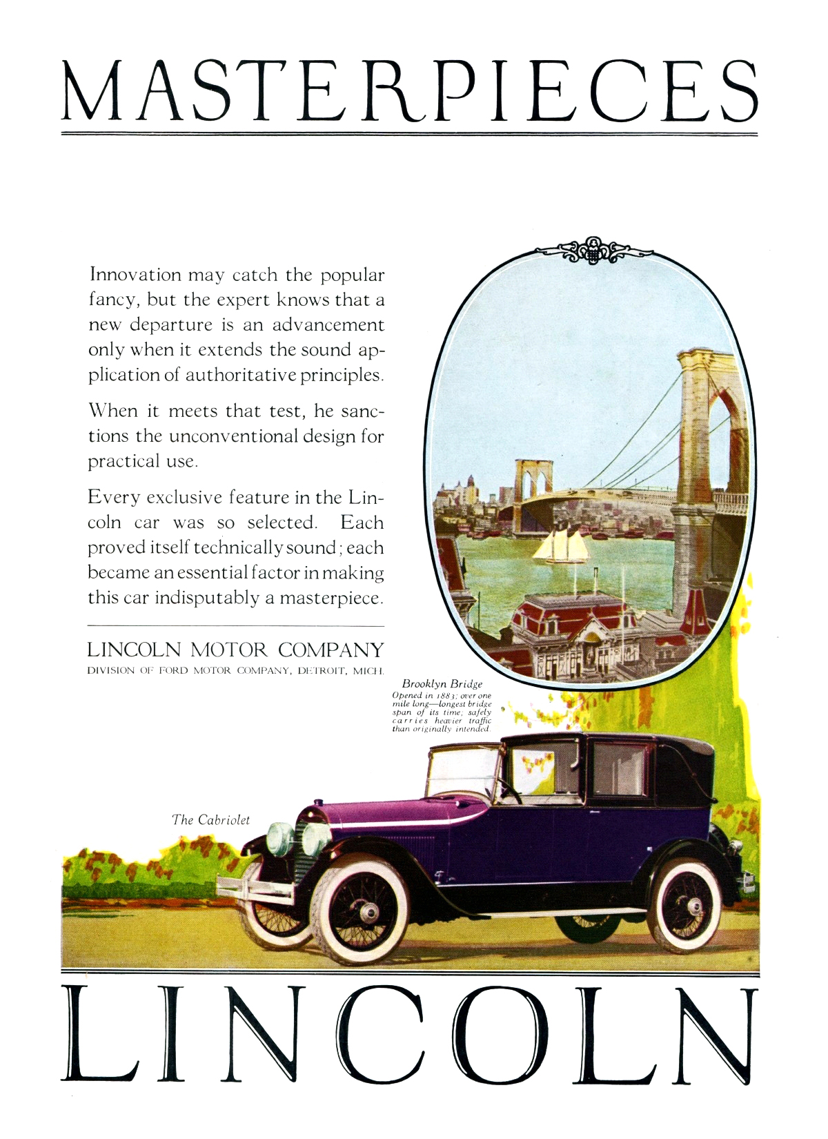  Lincoln 4-Door Cabriolet Ad (March, 1924)