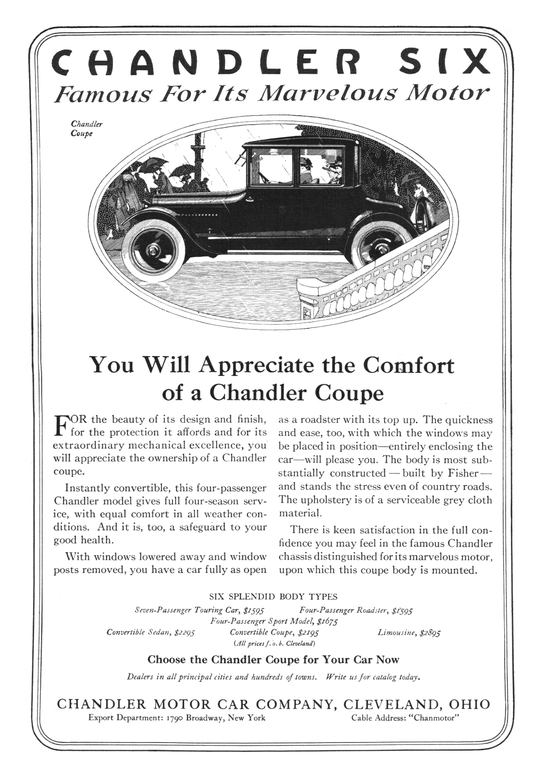 Chandler Six Coupe Ad (March, 1918) – Illustrated by Roy Frederic Heinrich