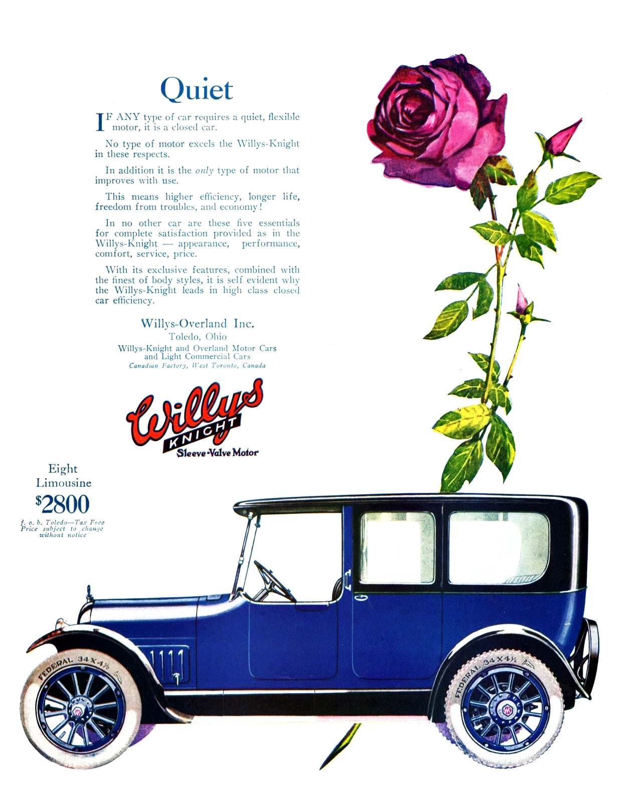 Willys-Knight Eight Limousine Ad (February–March, 1918) – Quiet