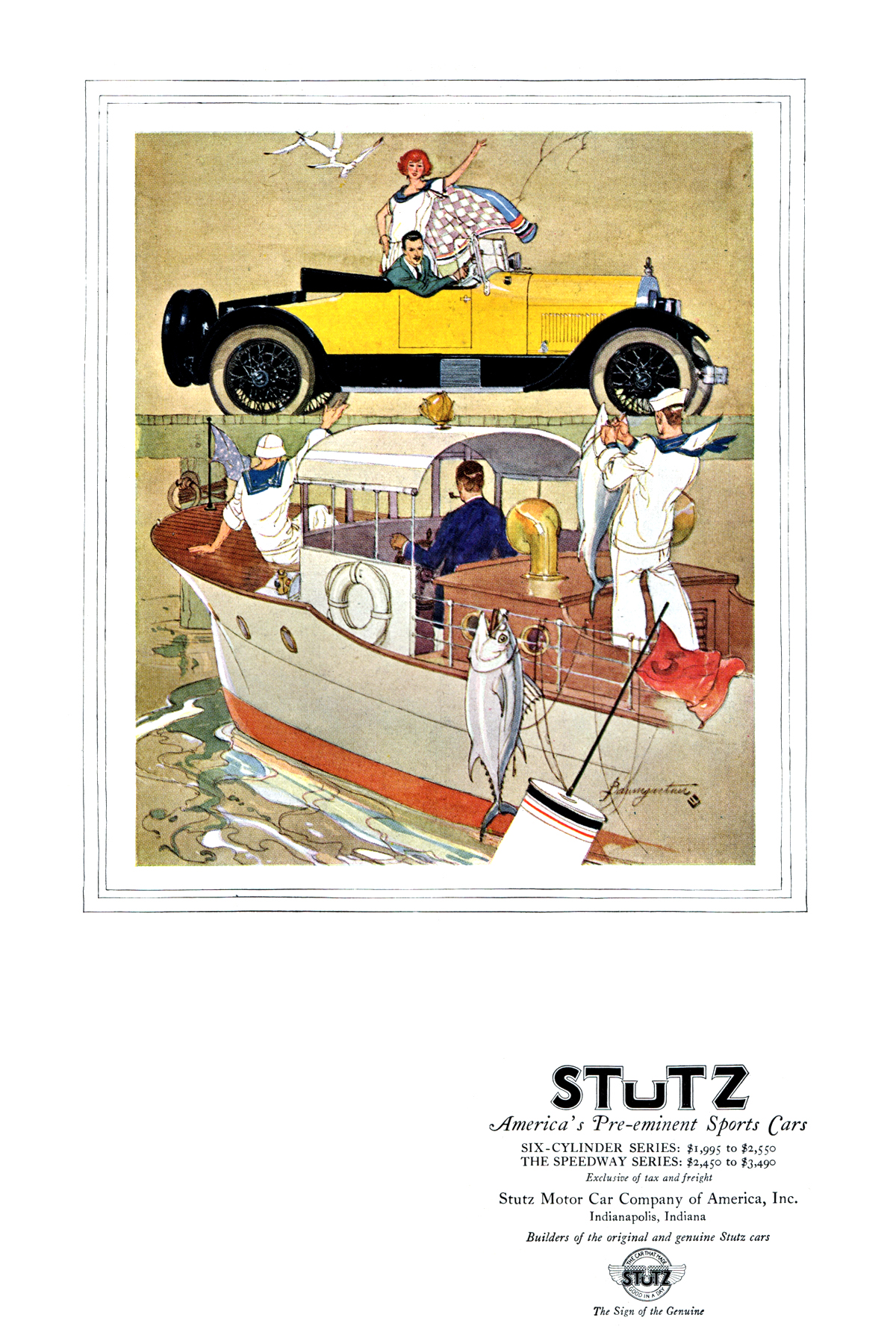 Stutz Bearcat Roadster Ad (September, 1923): Illustrated by Warren Baumgartner