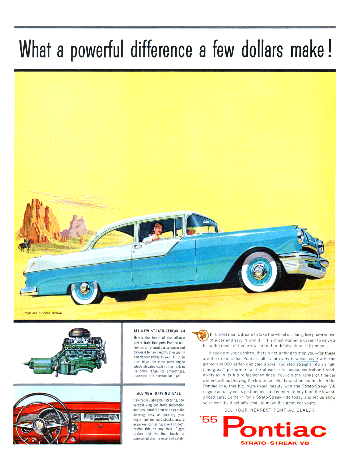 Pontiac 860 2-Door Sedan (January, 1955) – What a powerful difference a few dollars make!