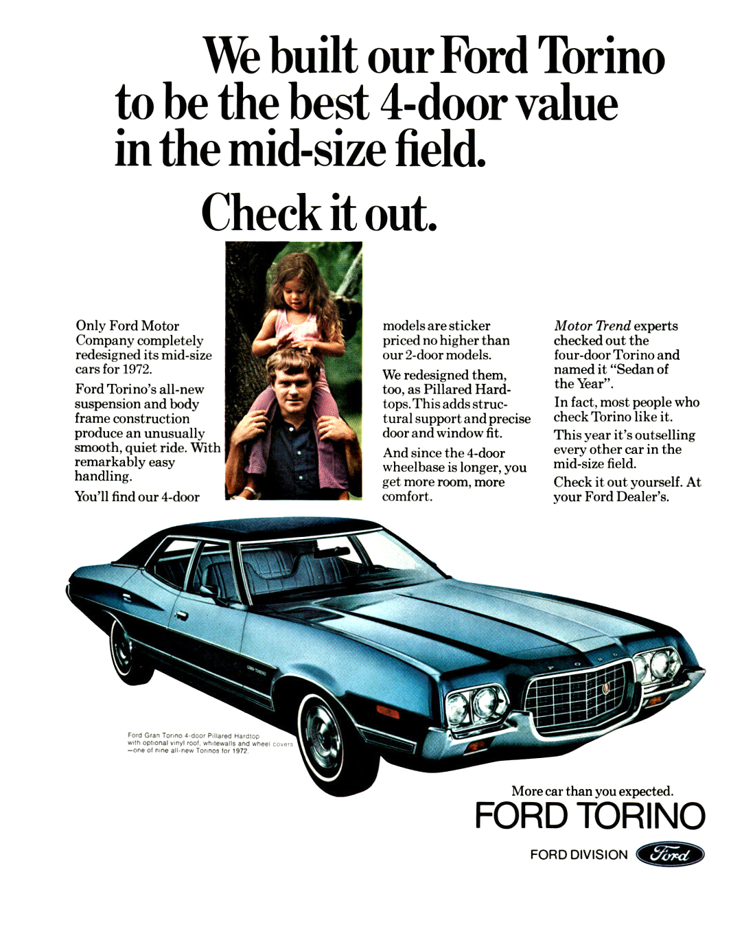Ford Gran Torino 4-door Pillared Hardtop Ad (1972)
