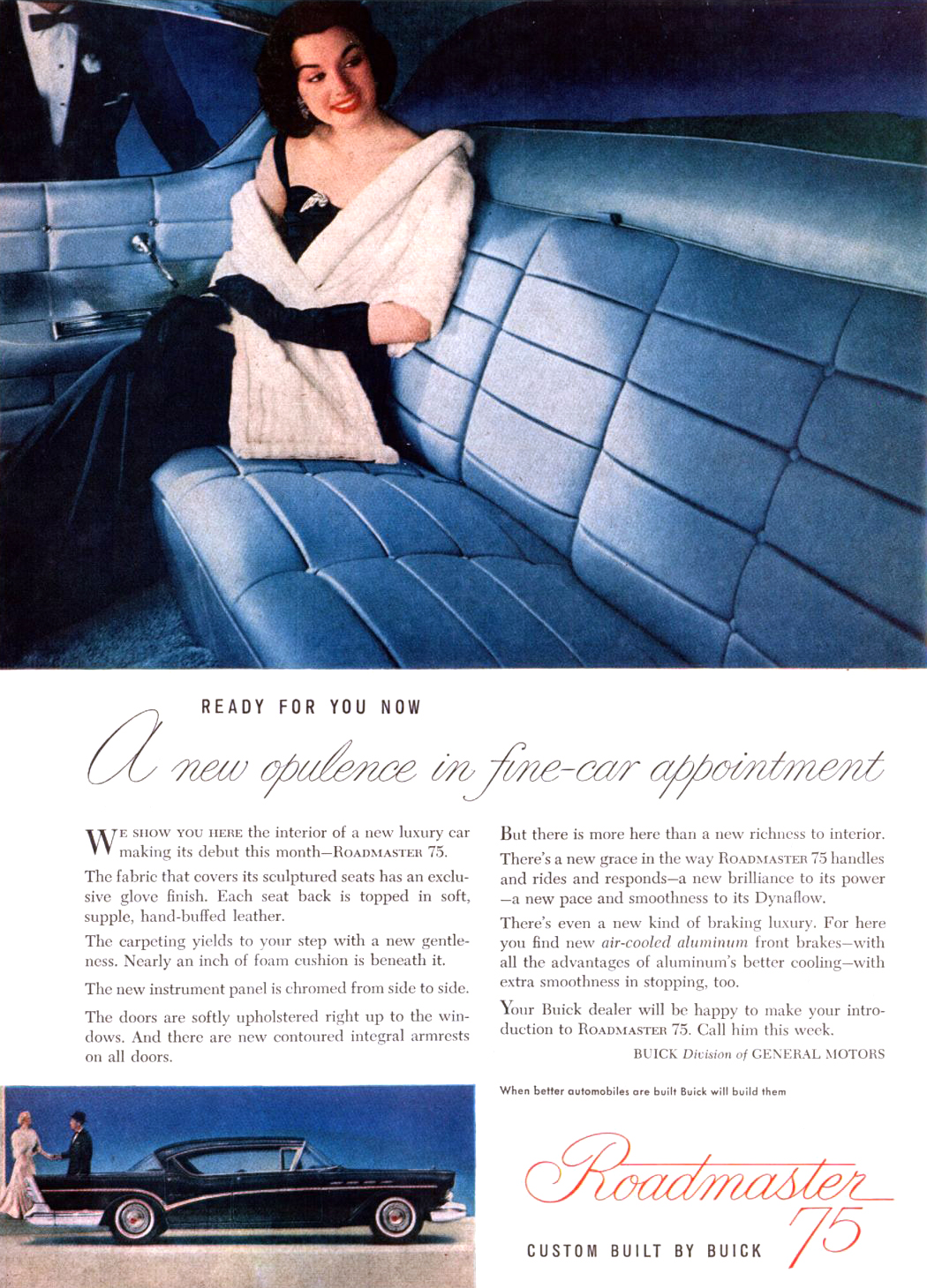 Buick Roadmaster 75 Ad (April, 1957) – A new opulence in fine-car appointment