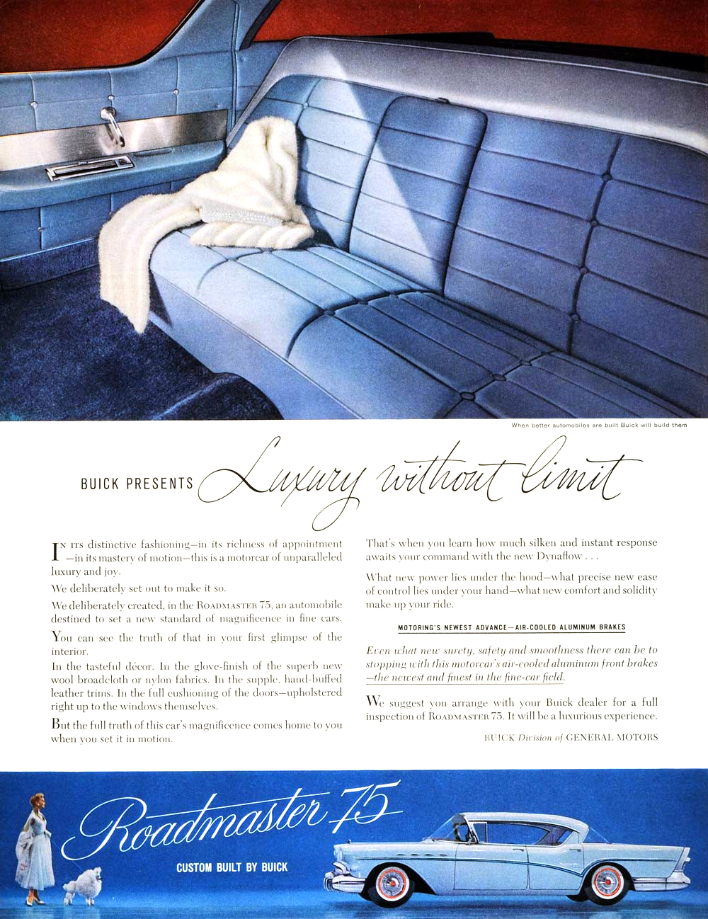 Buick Roadmaster 75 Ad (June, 1957) – Buick Presents Luxury without Limit