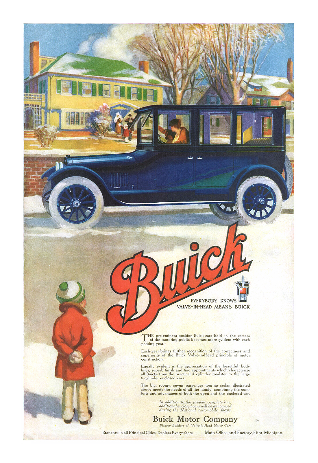 Buick 'Six' Seven-Passenger Touring Sedan Ad (January, 1918)