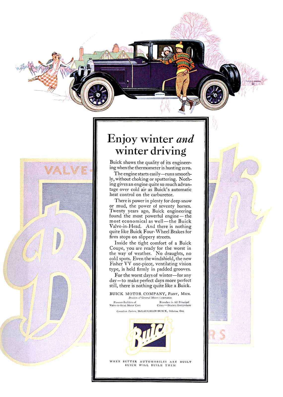 Buick Coupe Ad (January, 1925) – Illustrated by Floyd C. Brink