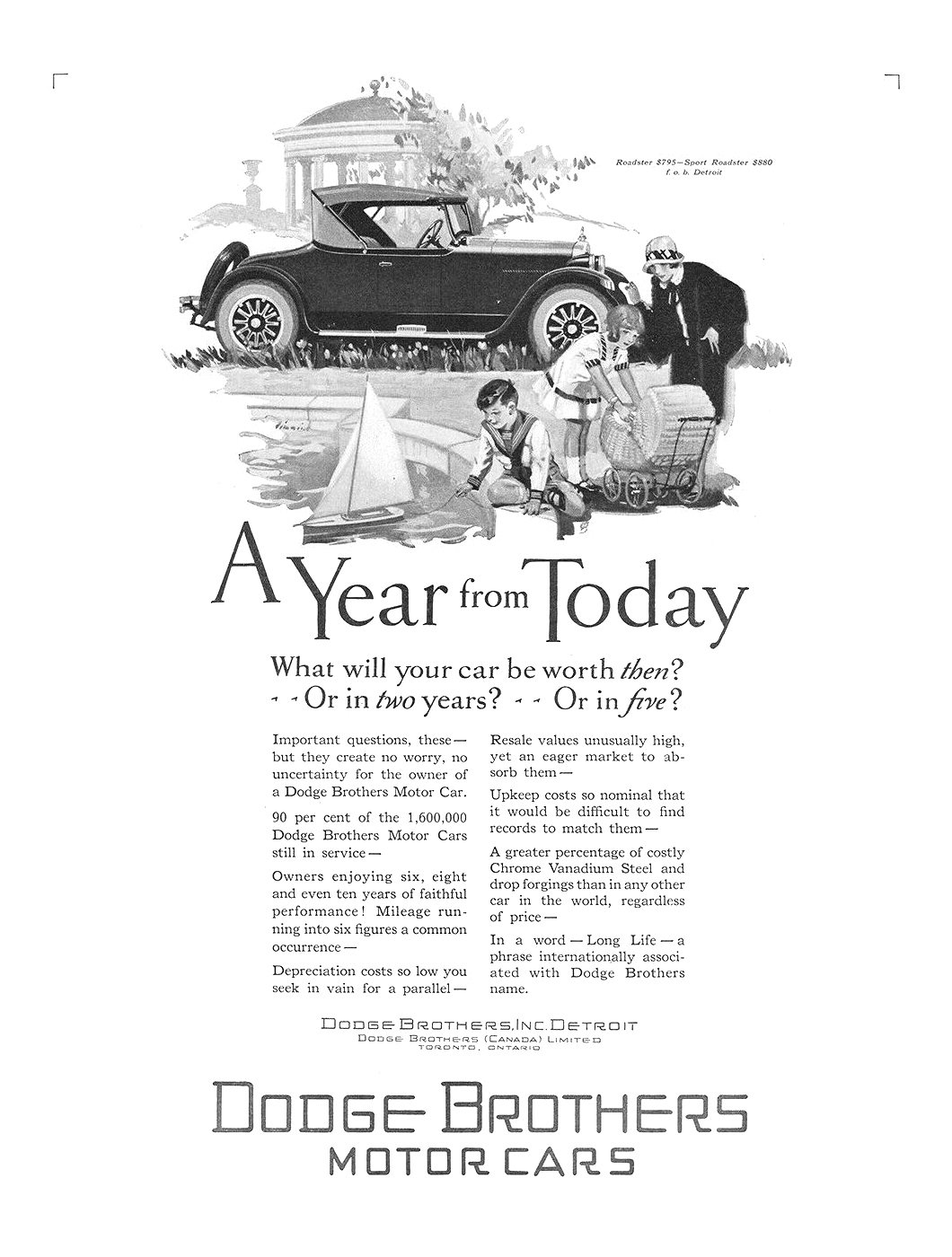 Dodge Brothers Roadster Ad (September, 1926) – A Year from Today – Illustrated by Harry Laverne Timmins