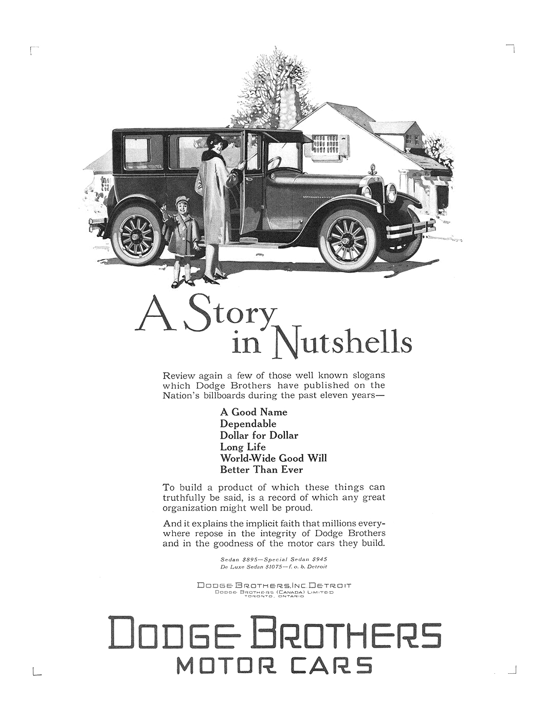 Dodge Brothers Sedan Ad (January, 1927) – A Story in Nutshells