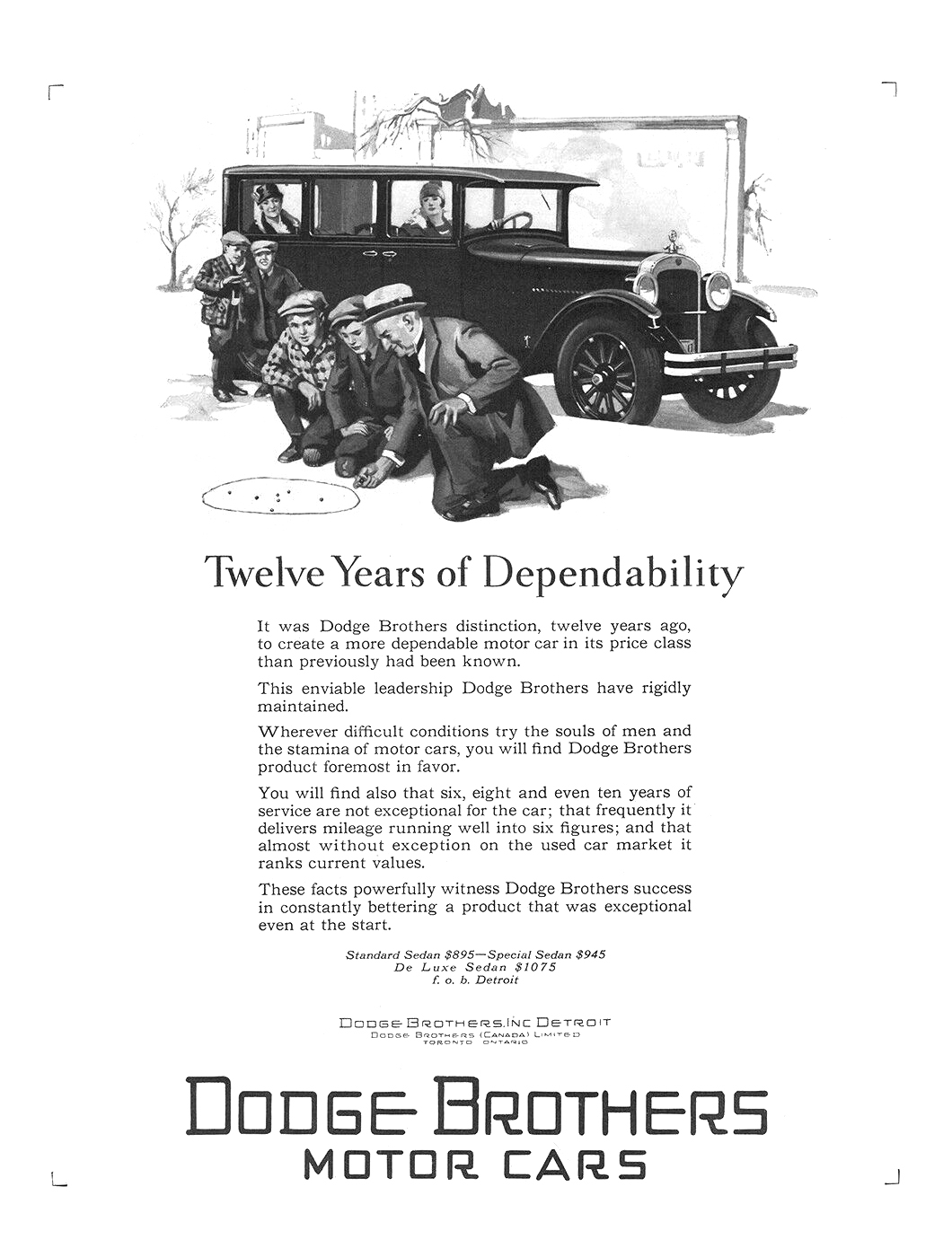 Dodge Brothers Sedan Ad (April, 1927) – Twelve Years of Dependability