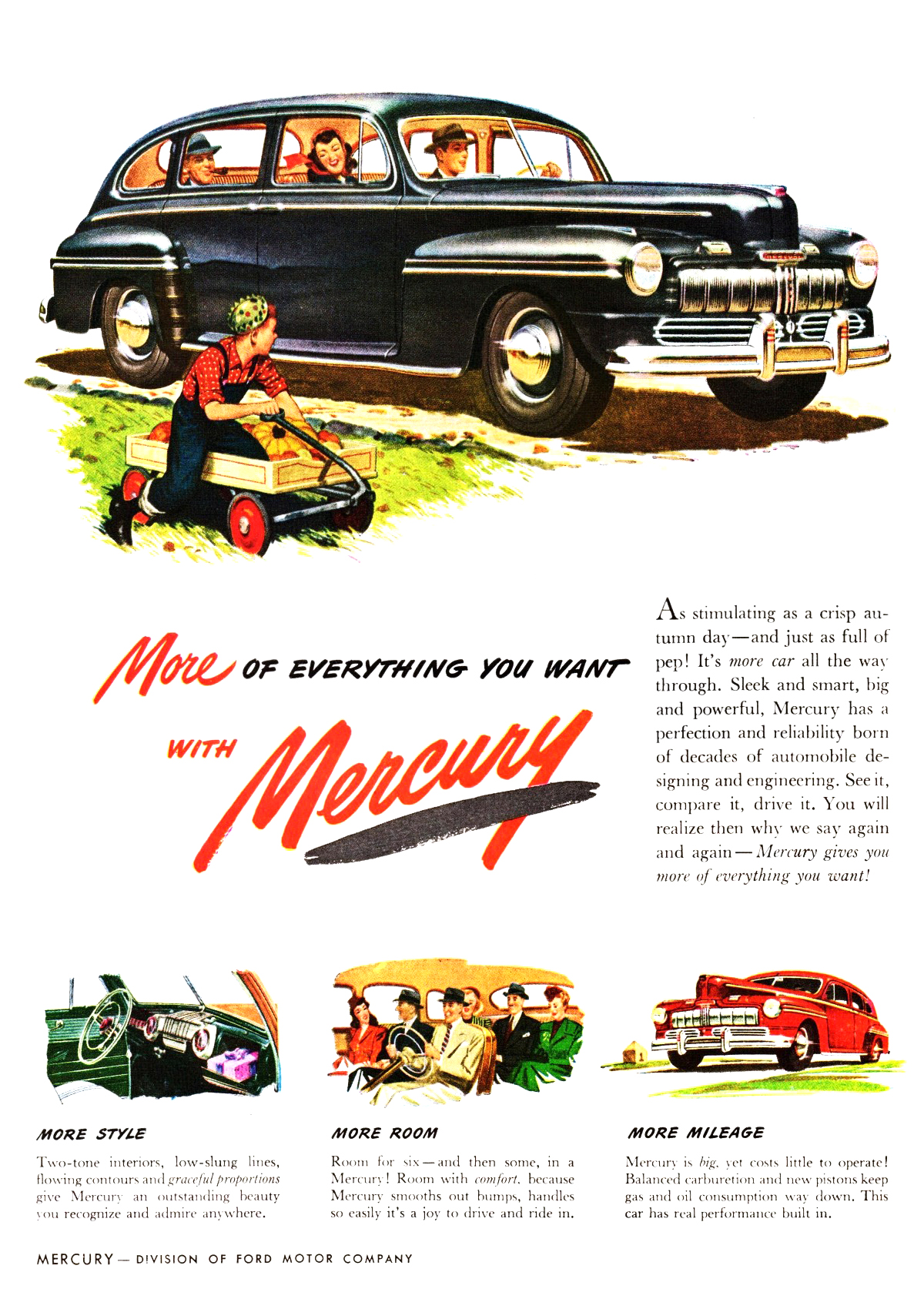 Mercury Town Sedan Ad (October, 1946) – More Of Everything You Want With Mercury
