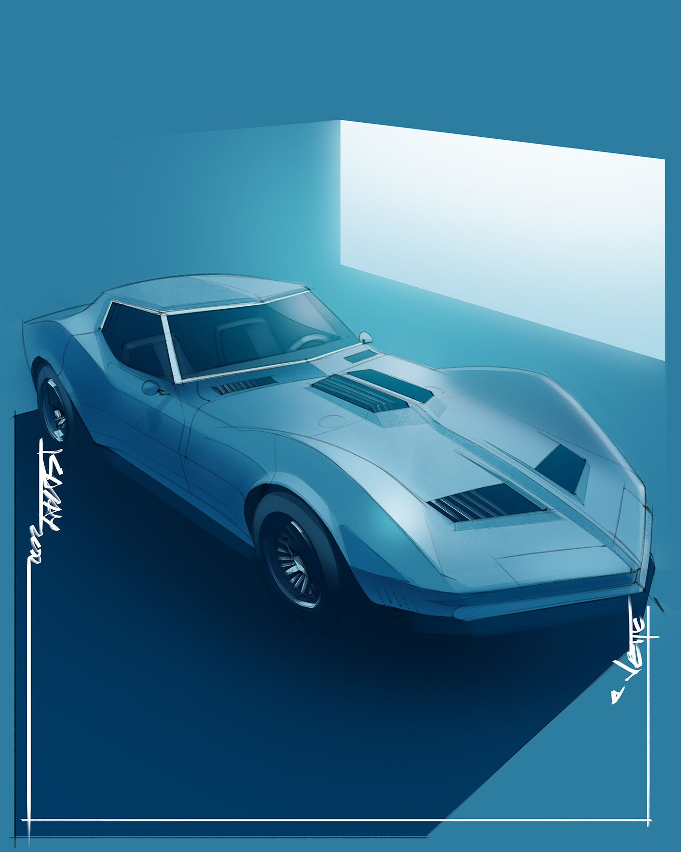 Chevrolet Corvette Mako Shark II – Illustrated by Sajay Shinu