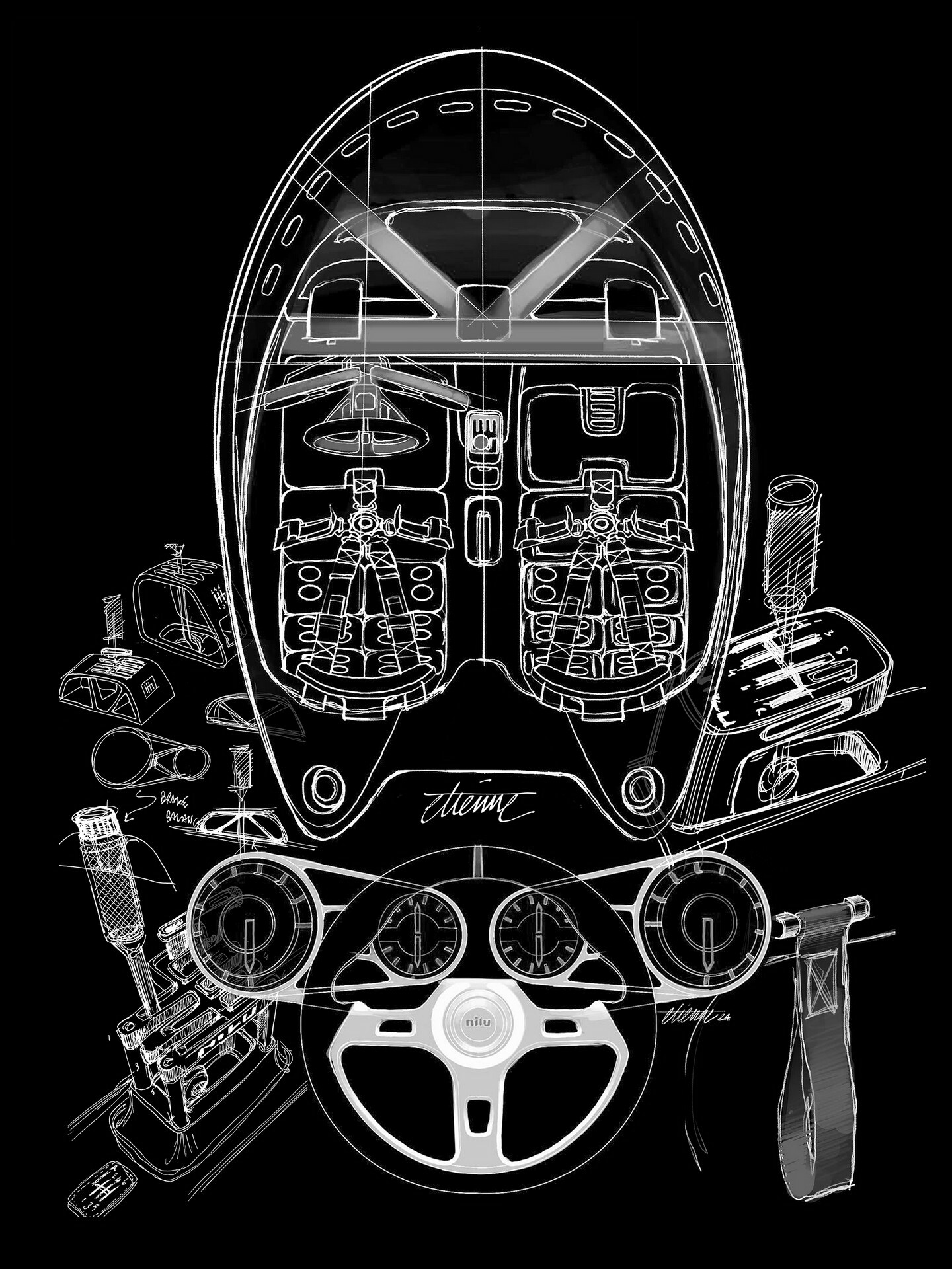 Nilu27 NILU Hypercar (2024) – Design Sketch – Interior