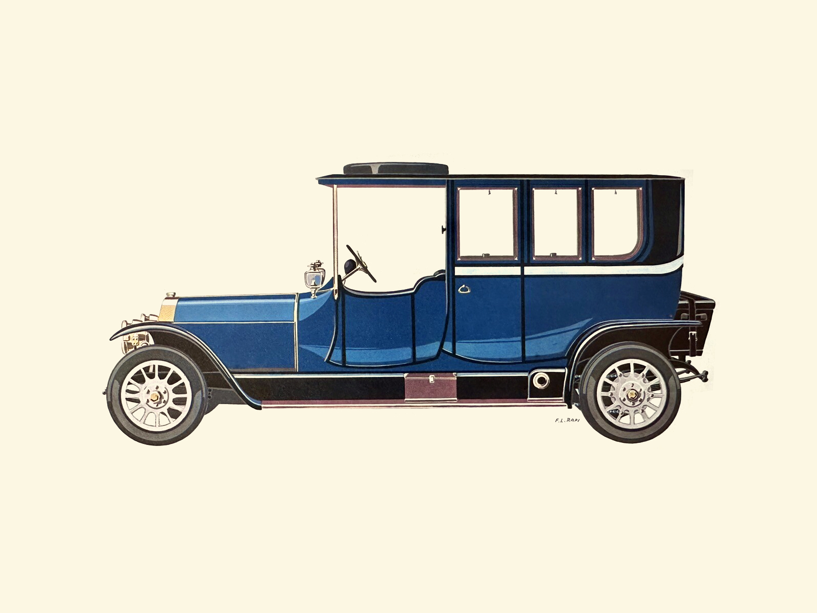 1908 Limousine per Grandi Viaggi – Illustrated by Fabio Luigi Rapi