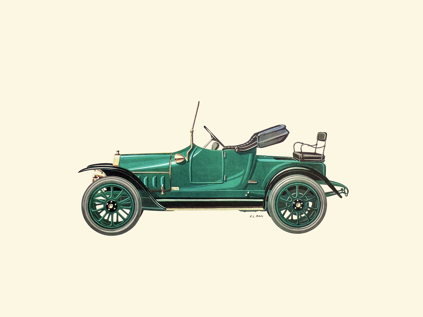 1913 Fiat Tipo Zero Spider (Pinin Farina) – Illustrated by Fabio Luigi Rapi