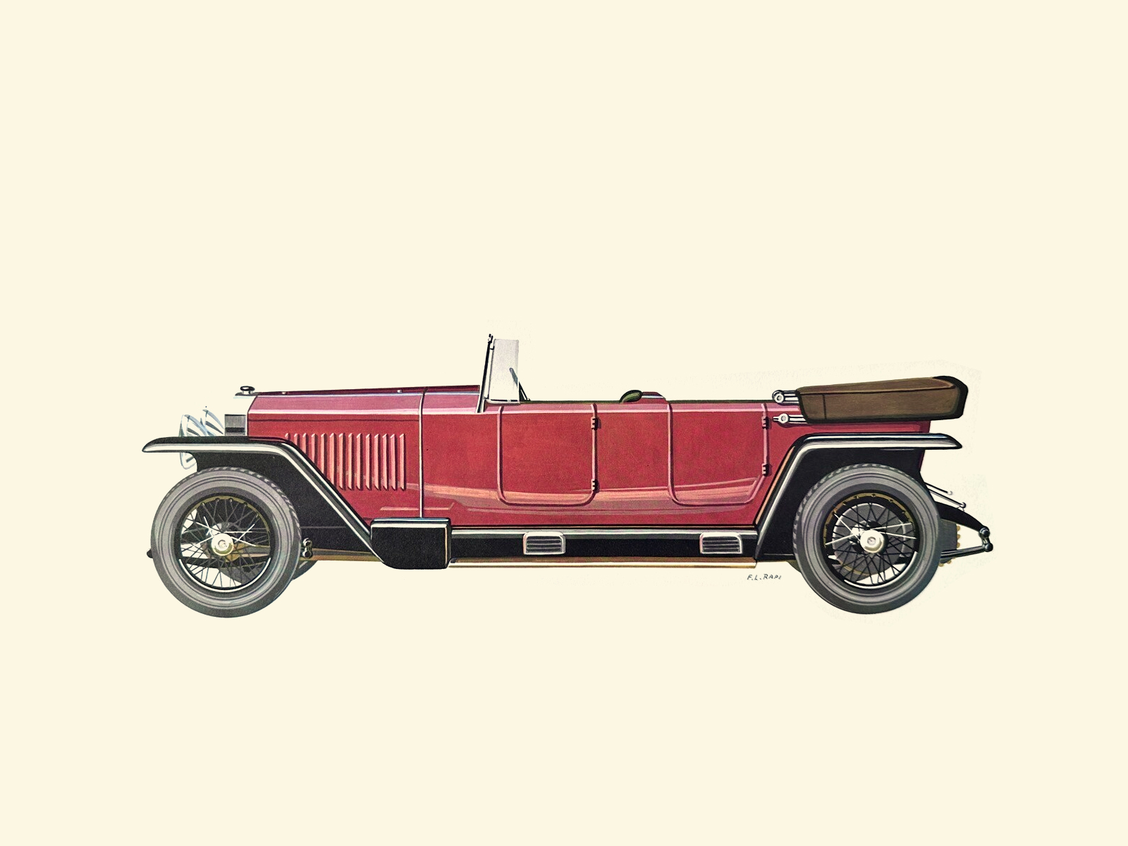 1922 Fiat 501 Torpedo Sportiva 7 posti – Illustrated by Fabio Luigi Rapi