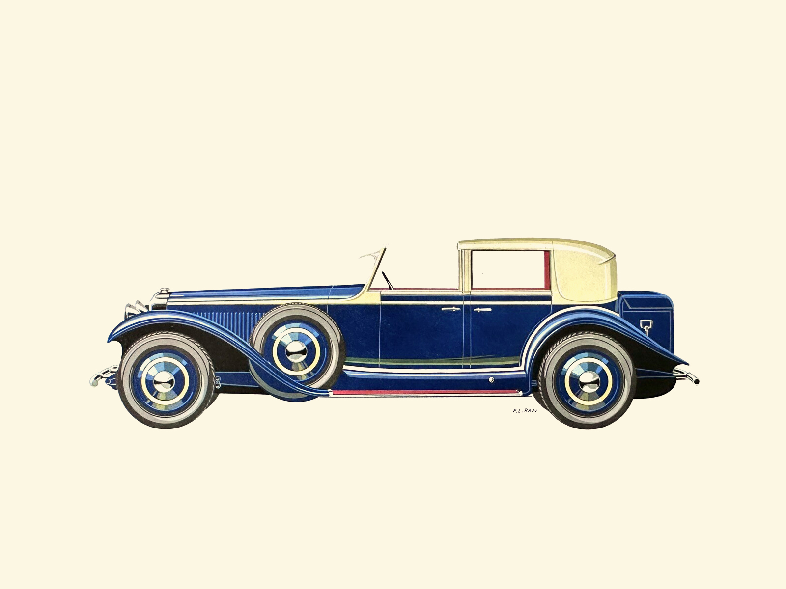 1927 Minerva Sedanca de Ville (Van den Plas) – Illustrated by Fabio Luigi Rapi