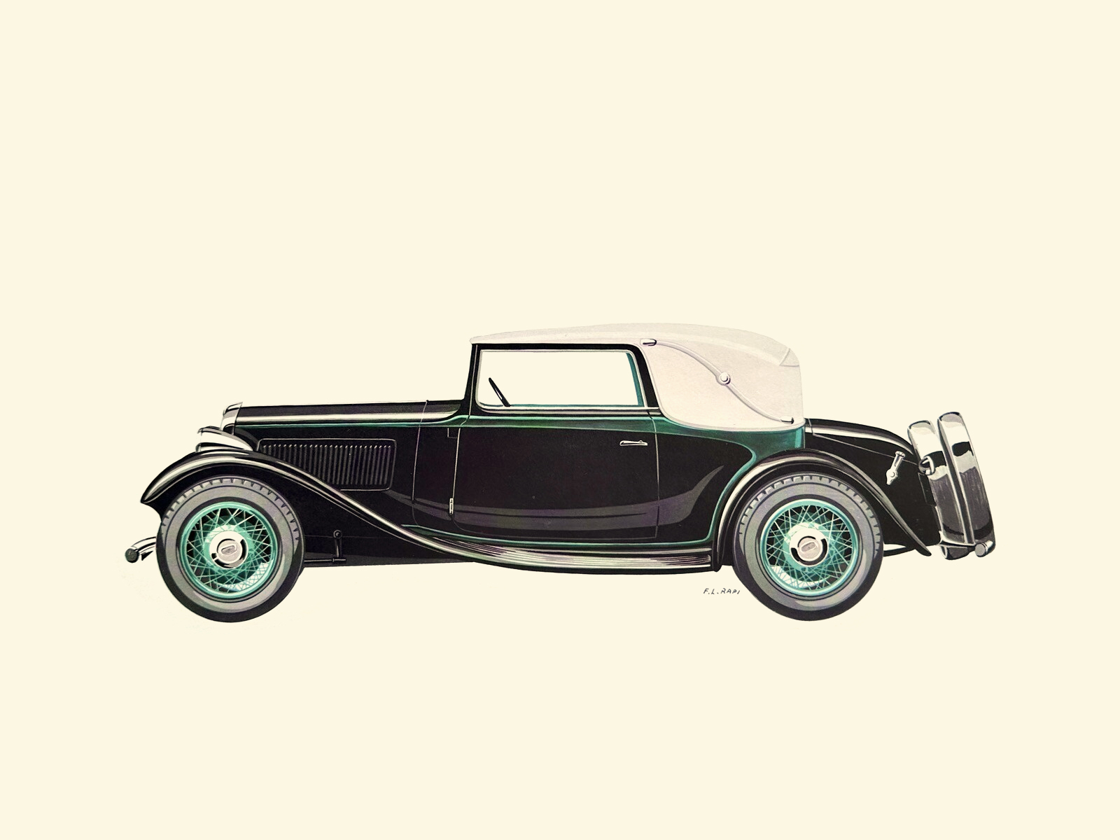 1933 Fiat 518L Ardita Cabriolet (Castagna) – Illustrated by Fabio Luigi Rapi