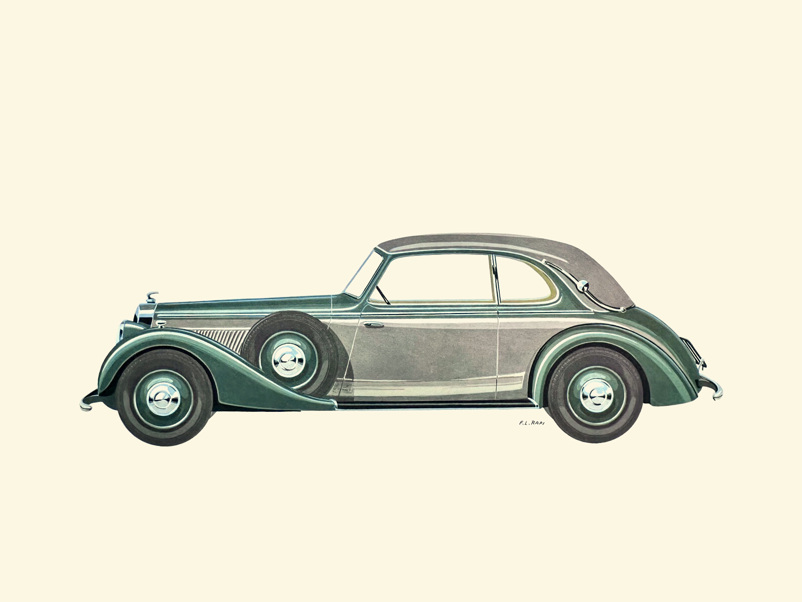 1937 Horch 8-Cylinder Sport Cabriolet – Illustrated by Fabio Luigi Rapi