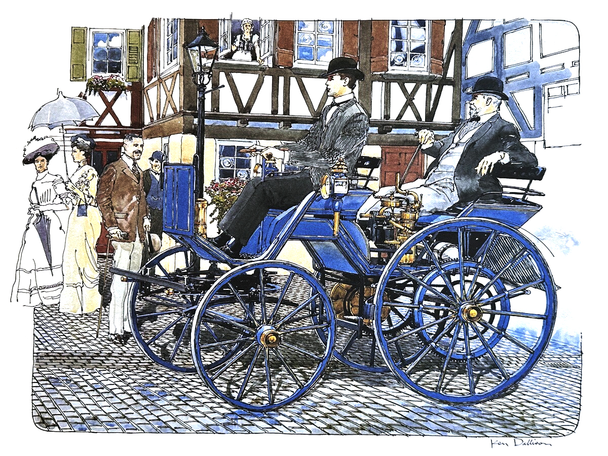 Daimler Motor Carriage (1886): Illustrated by Ken Dallison