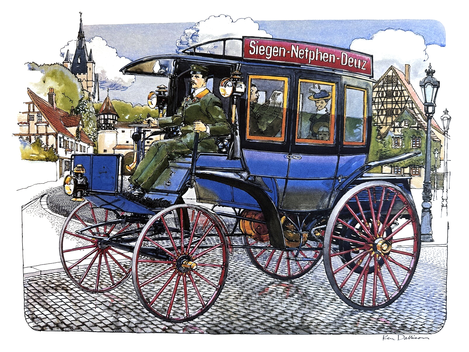 Benz The First Omnibus (1895): Illustrated by Ken Dallison