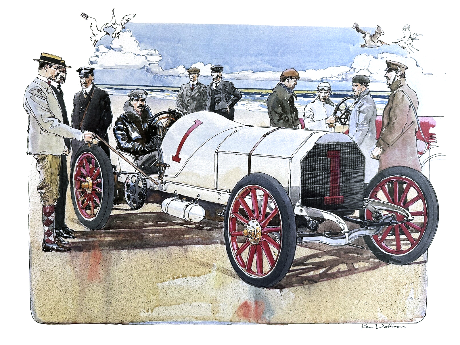 Mercedes 90 Daytona Record Car (1904): Illustrated by Ken Dallison