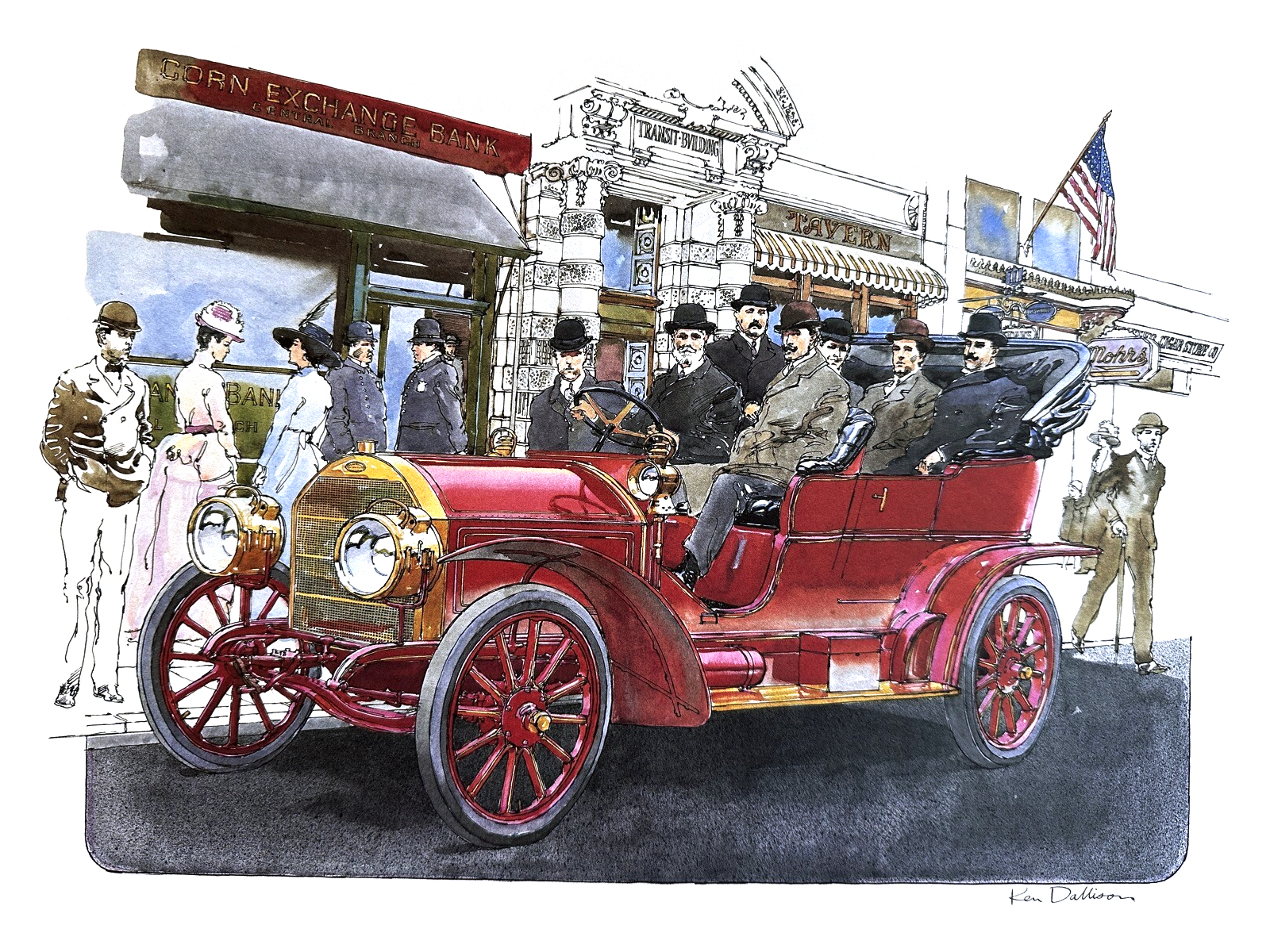 American Mercedes 40-45 Tourer (1906): Illustrated by Ken Dallison
