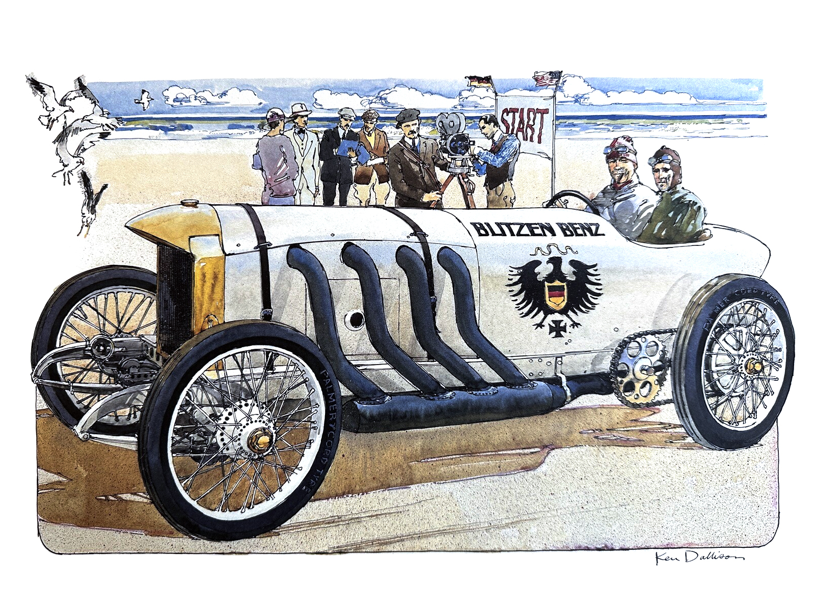 "Blitzen Benz" – Barney Oldfield – Land Speed Record (1911): Illustrated by Ken Dallison