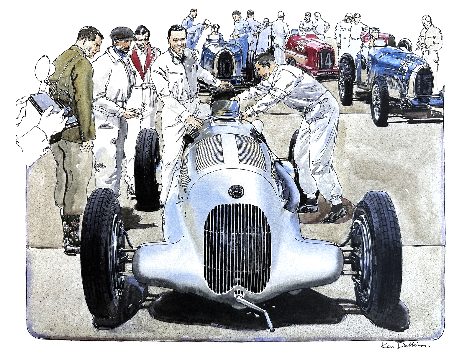 Mercedes-Benz Silver Arrows – Manfred von Brauchitsch Wins Eifelrennen (1934): Illustrated by Ken Dallison