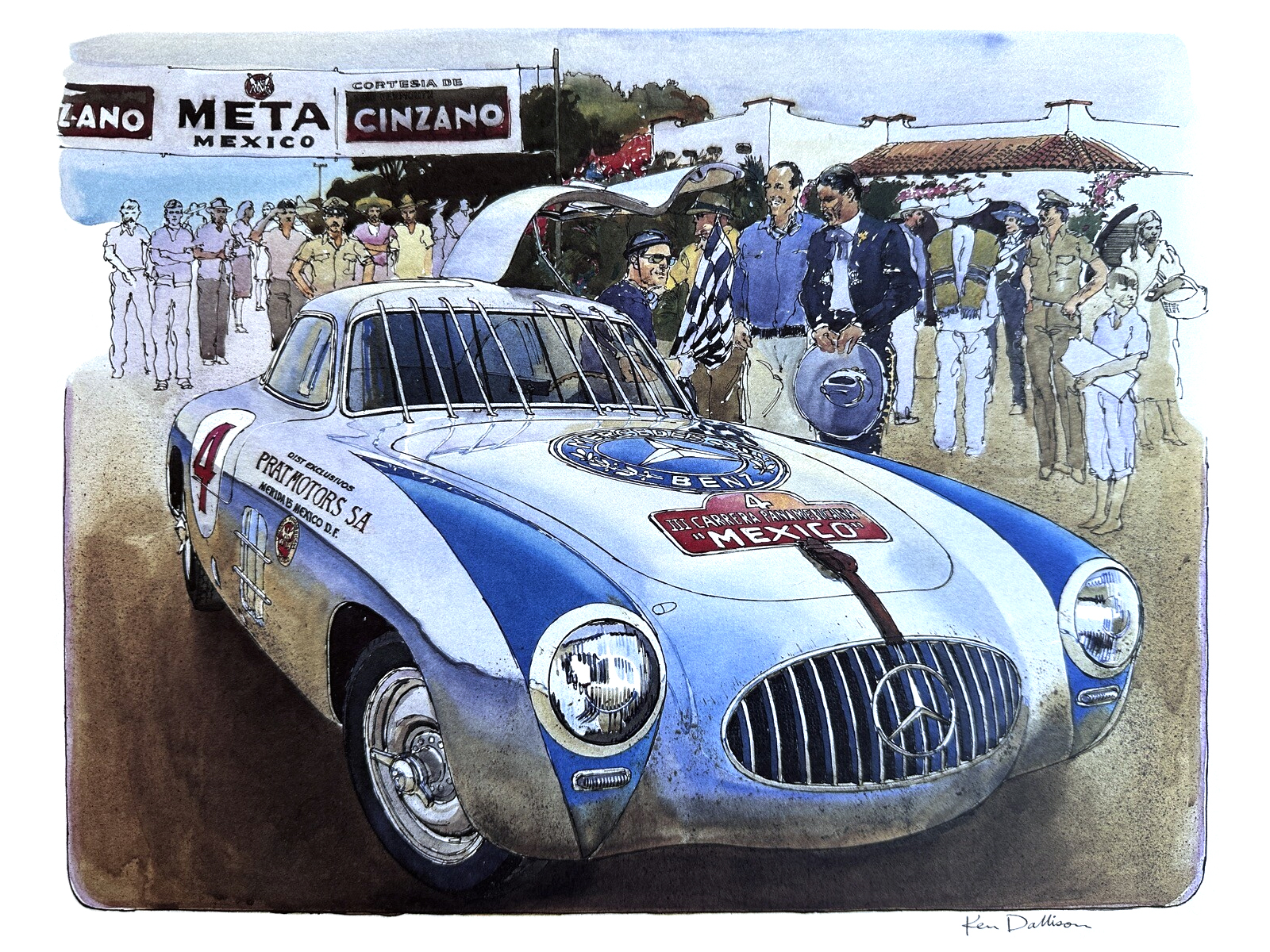 Mercedes-Benz 300SL – Kling Wins Carrera Panamericana (1952): Illustrated by Ken Dallison