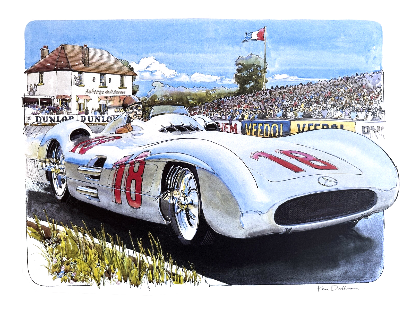 Mercedes-Benz W196 – The Return To Racing – Fangio Wins In France (1954): Illustrated by Ken Dallison