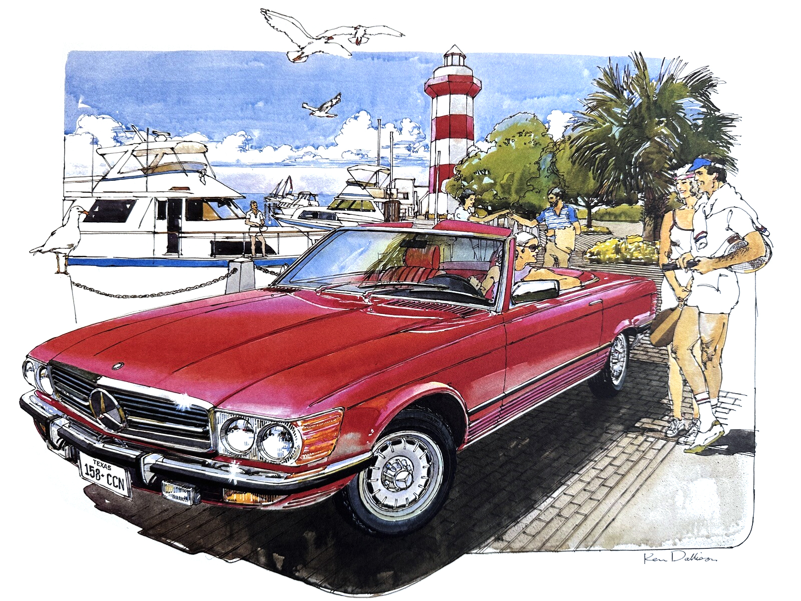 Mercedes-Benz 350SL Roadster (1972): Illustrated by Ken Dallison