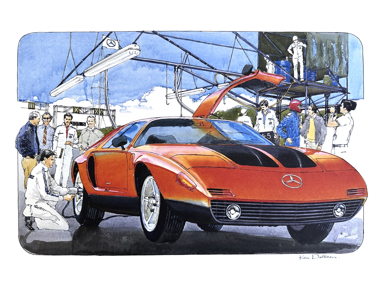 Mercedes-Benz C111 – Diesel Records (1976): Illustrated by Ken Dallison