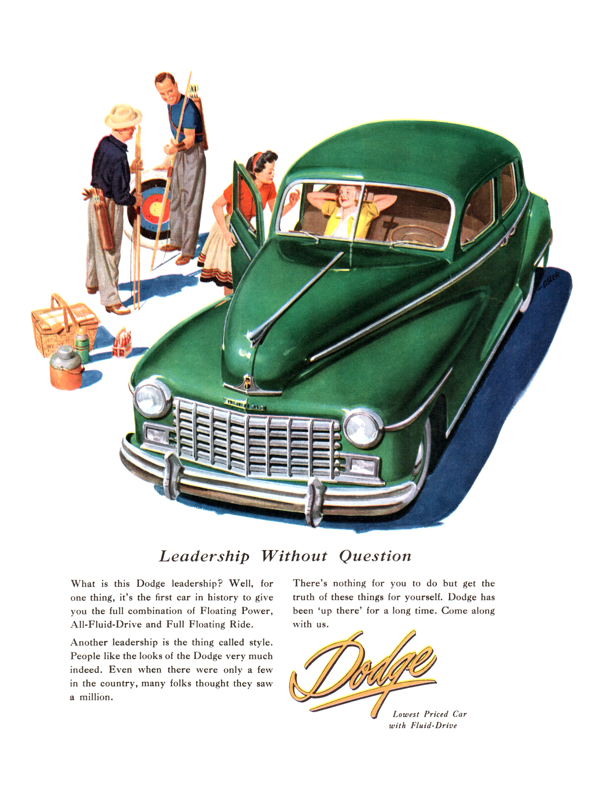 Dodge Four-Door Sedan Ad (July, 1947) – Leadership Without Question