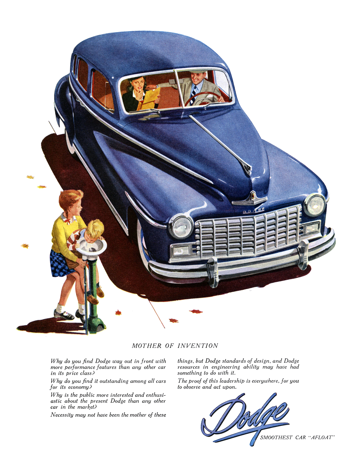 Dodge Four-Door Sedan Ad (October, 1947) – Mother of Invention