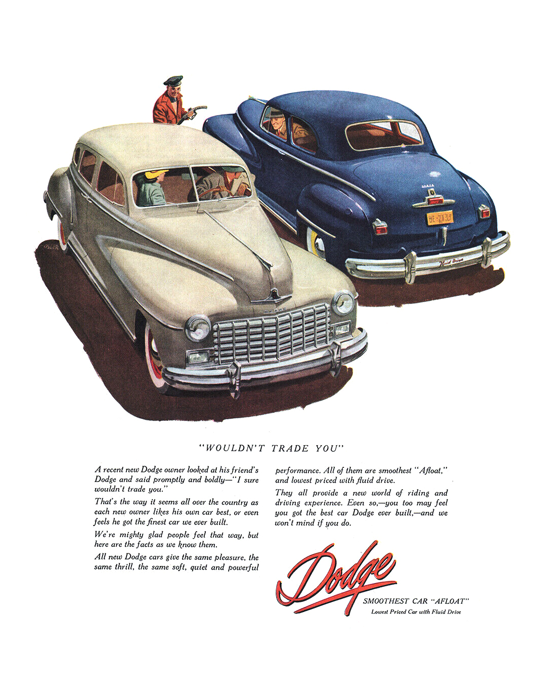 Dodge Four-Door Sedan Ad (January, 1948) – "Wouldn't Trade You"